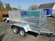 New 7,7ft X 4,2ft Twin Axle Niewiadow Trailer With 80cm Mesh & Ramp 750kg