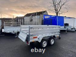 NEW 8,7ft x 4,2ft TWIN AXLE DOUBLE BROADSIDE NIEWIADOW TRAILER 750KG