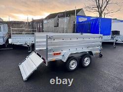 NEW 8,7ft x 4,2ft TWIN AXLE DOUBLE BROADSIDE NIEWIADOW TRAILER 750KG