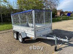 NEW CAR CAMPING BOX TWIN AXLE TRAILER WITH MESH 8ft x 5ft 750kg