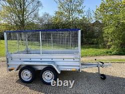 NEW CAR CAMPING BOX TWIN AXLE TRAILER WITH MESH 8ft x 5ft 750kg