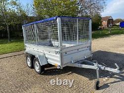 NEW CAR CAMPING BOX TWIN AXLE TRAILER WITH MESH 8ft x 5ft 750kg