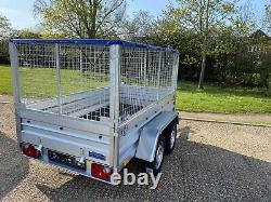 NEW CAR CAMPING BOX TWIN AXLE TRAILER WITH MESH 8ft x 5ft 750kg