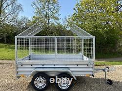 NEW CAR CAMPING BOX TWIN AXLE TRAILER WITH MESH 8ft x 5ft 750kg