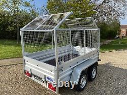 NEW CAR CAMPING BOX TWIN AXLE TRAILER WITH MESH 8ft x 5ft 750kg