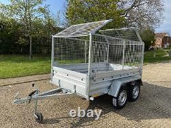 NEW CAR CAMPING BOX TWIN AXLE TRAILER WITH MESH 8ft x 5ft 750kg