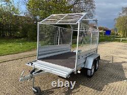 NEW CAR CAMPING BOX TWIN AXLE TRAILER WITH MESH 8ft x 5ft 750kg