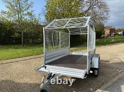 NEW CAR CAMPING BOX TWIN AXLE TRAILER WITH MESH 8ft x 5ft 750kg