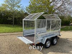 NEW CAR CAMPING BOX TWIN AXLE TRAILER WITH MESH 8ft x 5ft 750kg