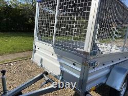 NEW CAR CAMPING BOX TWIN AXLE TRAILER WITH MESH 8ft x 5ft 750kg