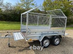 NEW CAR CAMPING BOX TWIN AXLE TRAILER WITH MESH 8ft x 5ft 750kg