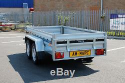 NEW CAR TRAILER twin axle 263x125cm UNBRAKED 750kg 8.8x4.2ft