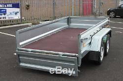 NEW CAR TRAILER twin axle 263x125cm UNBRAKED 750kg 8.8x4.2ft