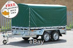 NEW Car trailer MARTZ twin axle 263cm x 125cm 8.8FTx4.2 750kg GREEN cover 110 cm