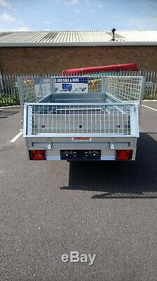 NEW Car trailer twin axle 7'9x4'3 750kg tipping tipper NEPTUN mesh cage