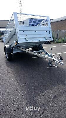 NEW Car trailer twin axle 7'9x4'3 750kg tipping tipper NEPTUN mesh cage