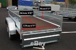 NEW Car trailer twin axle 8.8 x 4.3FT 750kg tipping tipper NEPTUN 263 x 129cm