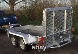 NEW IFOR WILLIAMS GH94BT 9ft TWIN AXLE BEAVER TAIL PLANT TRAILER, RAMPGATE + VAT