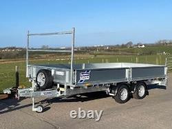 NEW IFOR WILLIAMS LM146 TWIN AXLE FLATBED TRAILER/14X6/Drop side