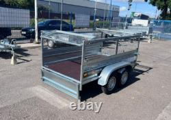 NEW MESH SIDES TRAILER 8ft x 4.4ft TWIN AXLE 250cm x 135cm 750kg UNBRAKED