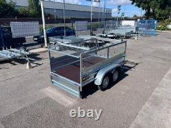 NEW MESH SIDES TRAILER 8ft x 4.4ft TWIN AXLE 250cm x 135cm 750kg UNBRAKED