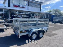 NEW MESH SIDES TRAILER 8ft x 4.4ft TWIN AXLE 250cm x 135cm 750kg UNBRAKED
