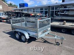 NEW MESH SIDES TRAILER 8ft x 4.4ft TWIN AXLE 250cm x 135cm 750kg UNBRAKED