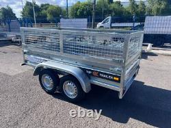 NEW MESH SIDES TRAILER 8ft x 4.4ft TWIN AXLE 250cm x 135cm 750kg UNBRAKED