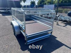 NEW MESH SIDES TRAILER 8ft x 4.4ft TWIN AXLE 250cm x 135cm 750kg UNBRAKED