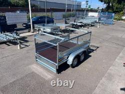 NEW MESH SIDES TRAILER 8ft x 4.4ft TWIN AXLE 250cm x 135cm 750kg UNBRAKED