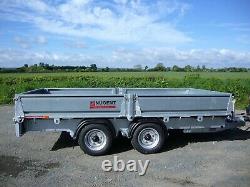 NEW NUGENT 12ft x 6ft TWIN AXLE 3500Kg FLAT BED TRAILER C/w SIDE BOARDS + VAT