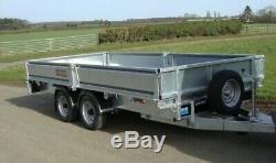 NEW NUGENT 14ft x 6ft TWIN AXLE 3500Kg FLAT BED TRAILER C/w SIDE BOARDS + VAT