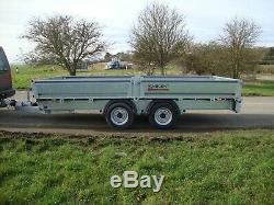 NEW NUGENT 14ft x 6ft TWIN AXLE 3500Kg FLAT BED TRAILER C/w SIDE BOARDS + VAT
