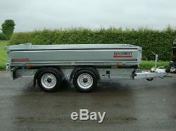 NEW NUGENT T2517S 8ft x 5ft TWIN AXLE TIPPING TRAILER C/w LADDER RACK + VAT