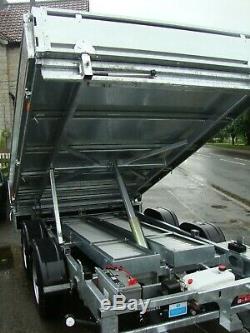 NEW NUGENT T2517S 8ft x 5ft TWIN AXLE TIPPING TRAILER C/w LADDER RACK + VAT