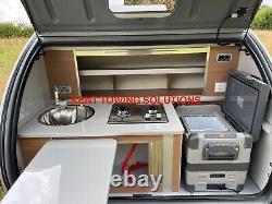 New 2022 Caretta Teardrop Micro Mini Caravan Trailer Kitchen Table and Fridge