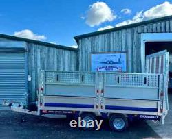 New Brian James 10ft x 6ft Twin Axle Flatbed Trailer Ramp Mesh Sides Cages LED