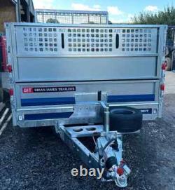 New Brian James 10ft x 6ft Twin Axle Flatbed Trailer Ramp Mesh Sides Cages LED