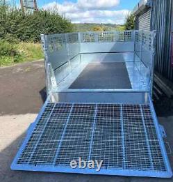 New Brian James 10ft x 6ft Twin Axle Flatbed Trailer Ramps Mesh Sides Cages