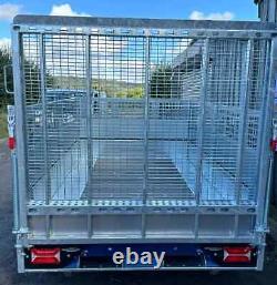 New Brian James 10ft x 6ft Twin Axle Flatbed Trailer Ramps Mesh Sides Cages