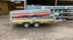 New Brian James 12ft x 6ft 6in Flatbed Trailer Twin-axle Connect dropsides 3.5t