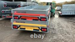 New Brian James 12ft x 6ft 6in Flatbed Trailer Twin-axle Connect dropsides 3.5t