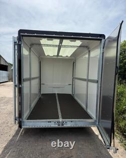 New Brian James 13ft x 5ft 9in Box Van Trailer Twin Axle Combination Doors Bike