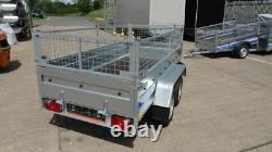 New Cage Trailer 8x4 Twin Axle 750kg Al-ko Suspension Mesh Sides 400mm