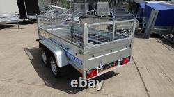 New Cage Trailer 8x4 Twin Axle 750kg Al-ko Suspension Mesh Sides 400mm