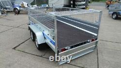 New Cage Trailer 8x4 Twin Axle 750kg Al-ko Suspension Mesh Sides 400mm New Cage Trailer 8x4 Twin Axle 750kg Al-ko Suspension Mesh Sides 400mm