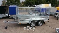 New Car Cage Trailer 10x5 Twin Axle Unbraked 750kg With High Mesh Sides 800mm