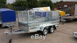 New Car Cage Trailer 10x5 Twin Axle Unbraked 750kg With High Mesh Sides 800mm