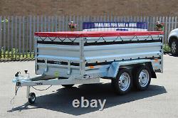 New Car Trailer 263 x 125cm Twin Axle 750kg Solid Side Flat Cover Black