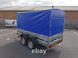 New Car Trailer 263 x 125cm Twin Axle 750kg Top Cover Blue 8'7 x 4'1 FT